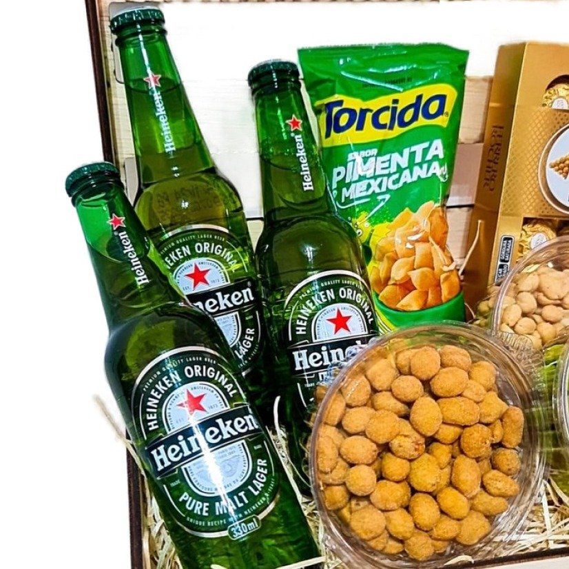 Cesta Cerveja Heineken Petiscos Chocolate - foto 3