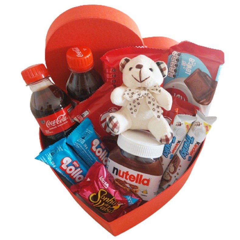 Cesta Coração com Chocolates, Doces e Pelúcia - foto 4