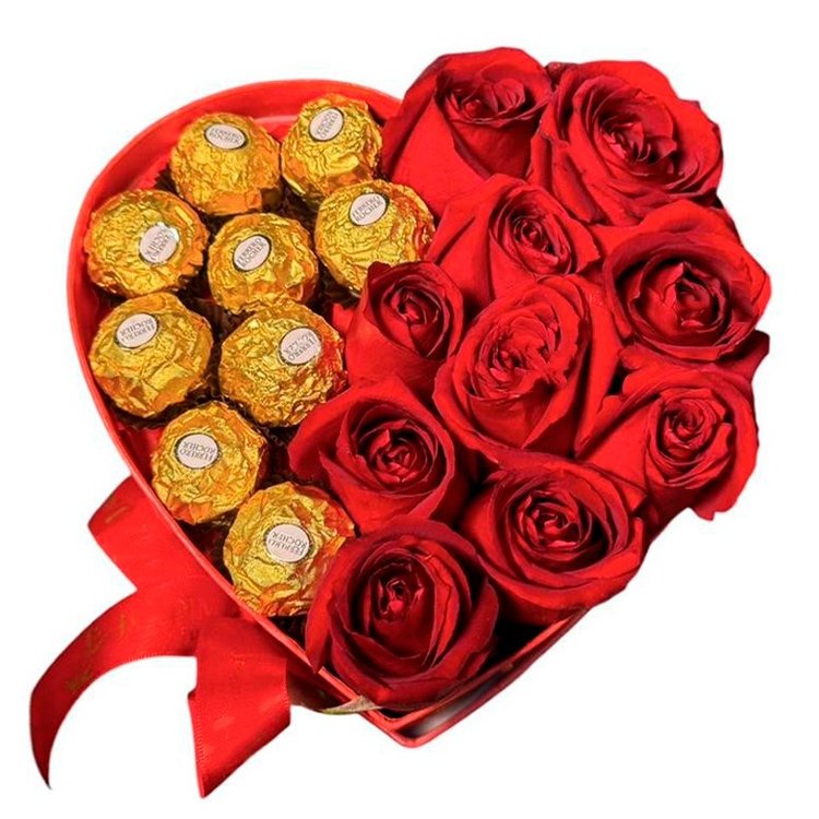 Cesta Coração, Rosa e Chocolates Namorados - vista alternativa