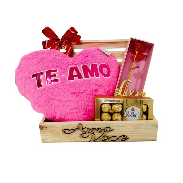 Cesta Coração, Rosa e Chocolates Namorados - foto 3