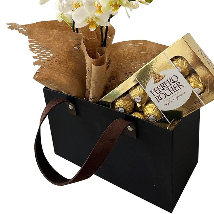 Cesta Mini Orquídea Branca e Ferrero - foto 4