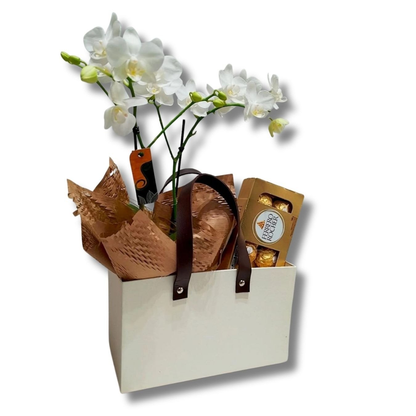 Cesta Premium Mini Orquídea e Chocolate - vista alternativa